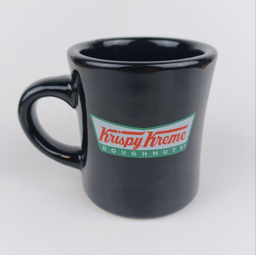 Black KRISPY KREME Doughnuts 8 oz Coffee Mug - Heavy RETRO Diner Style